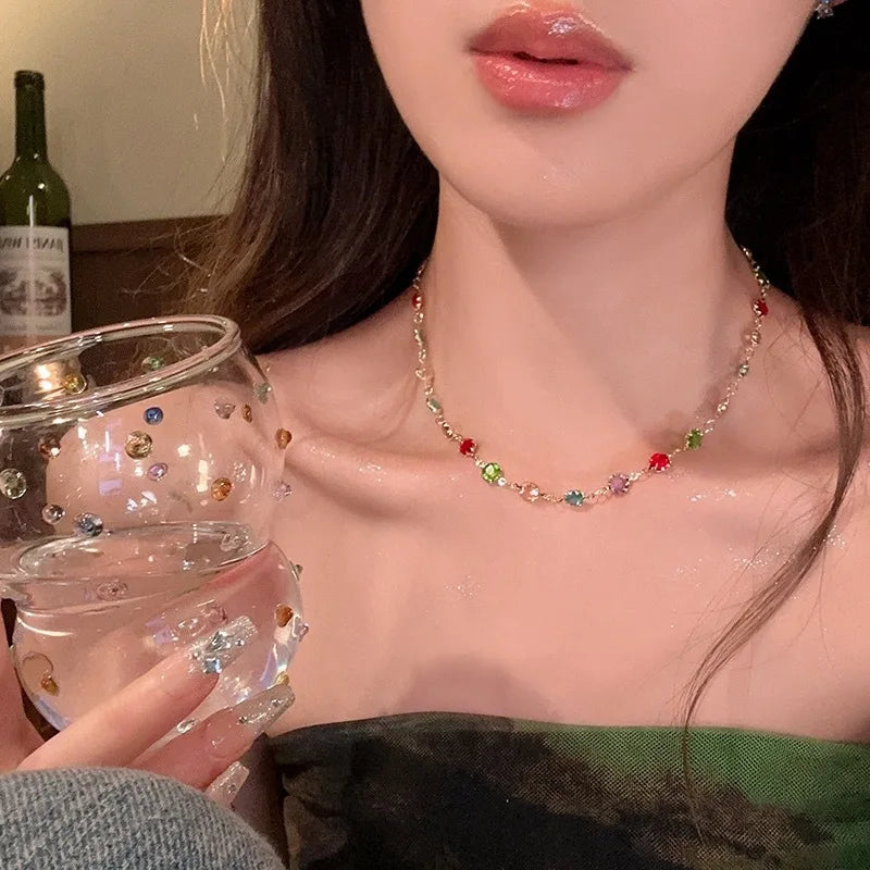 Collier Ras de Cou Zircon Femme Carré Luxe
