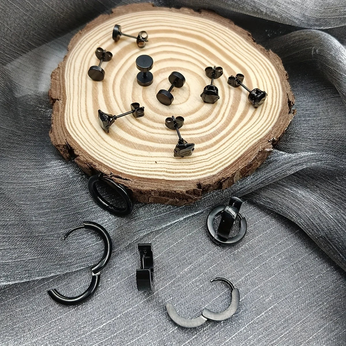 Pendientes para hombre - Acero inoxidable, cruz y circonita, varios estilos