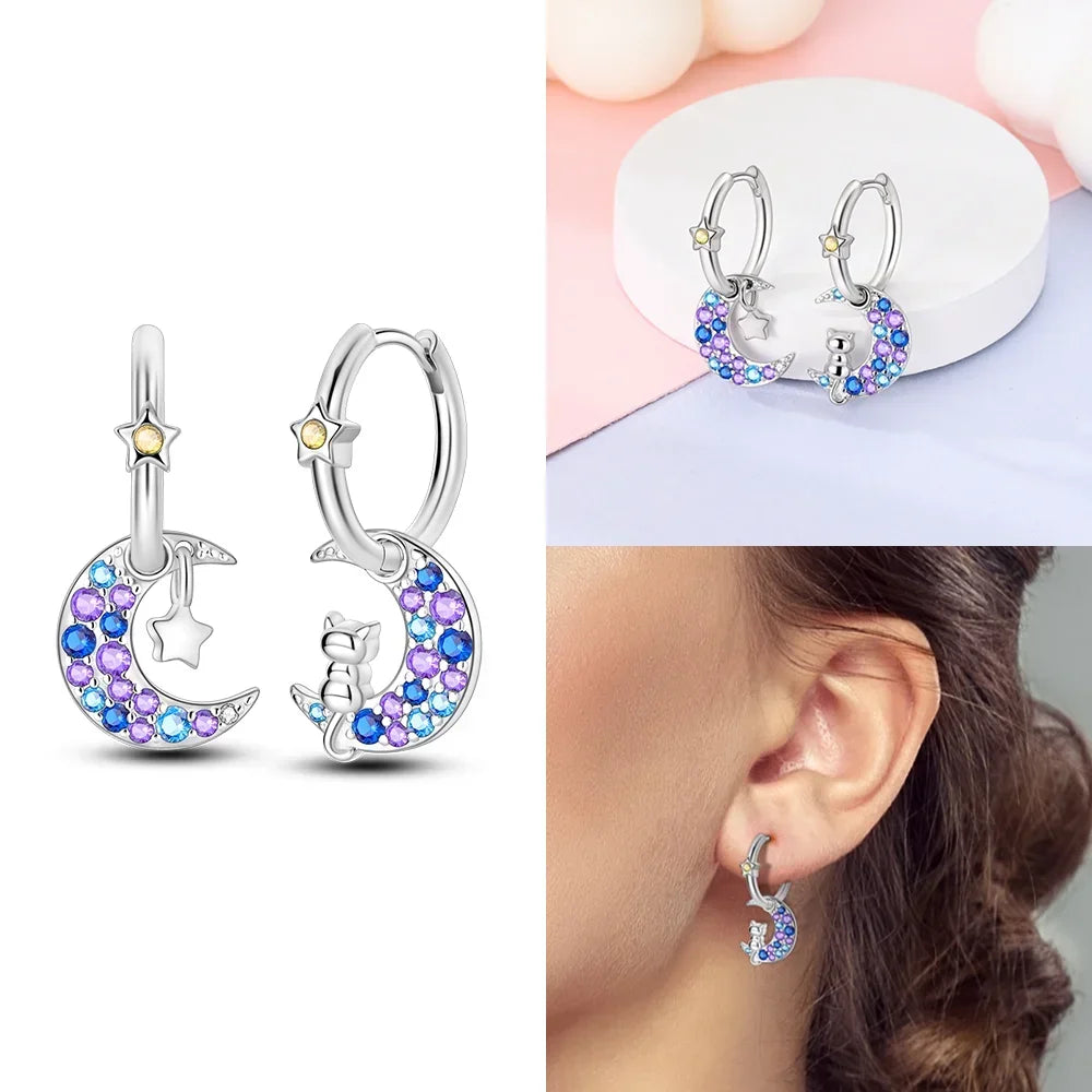 Boucles d’Oreilles Cœur en Argent 925 Certifié – Zircon Coloré Élégant 2025
