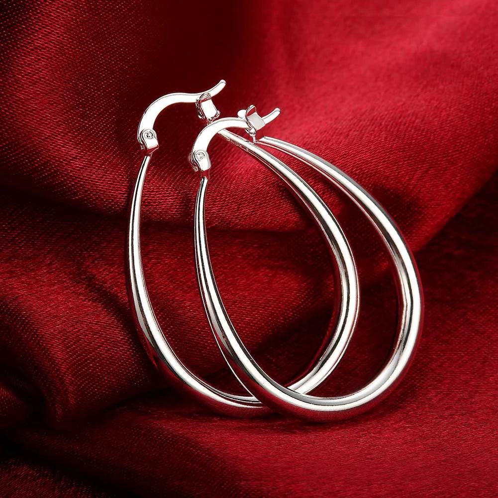 Oval earrings, gold plated, timeless elegance