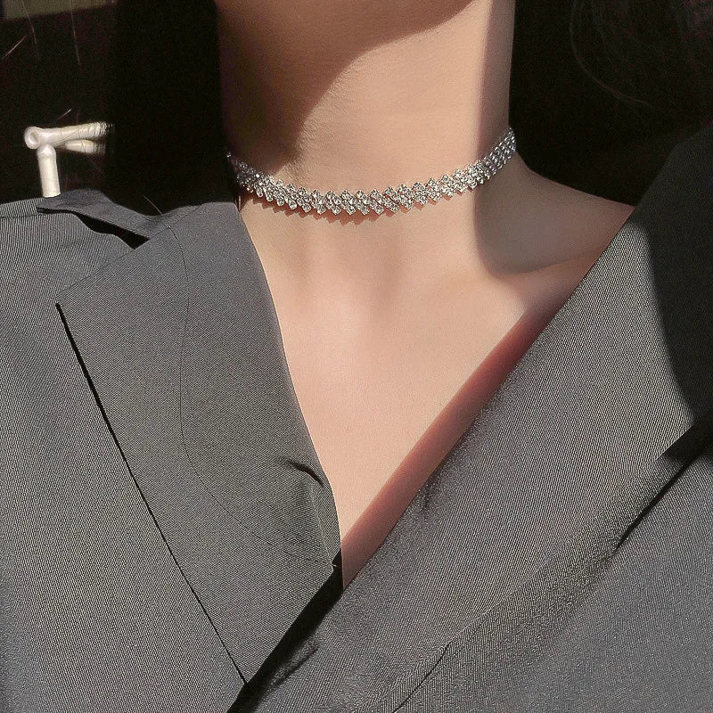 Collier Ras de Cou Zircon Femme Carré Luxe
