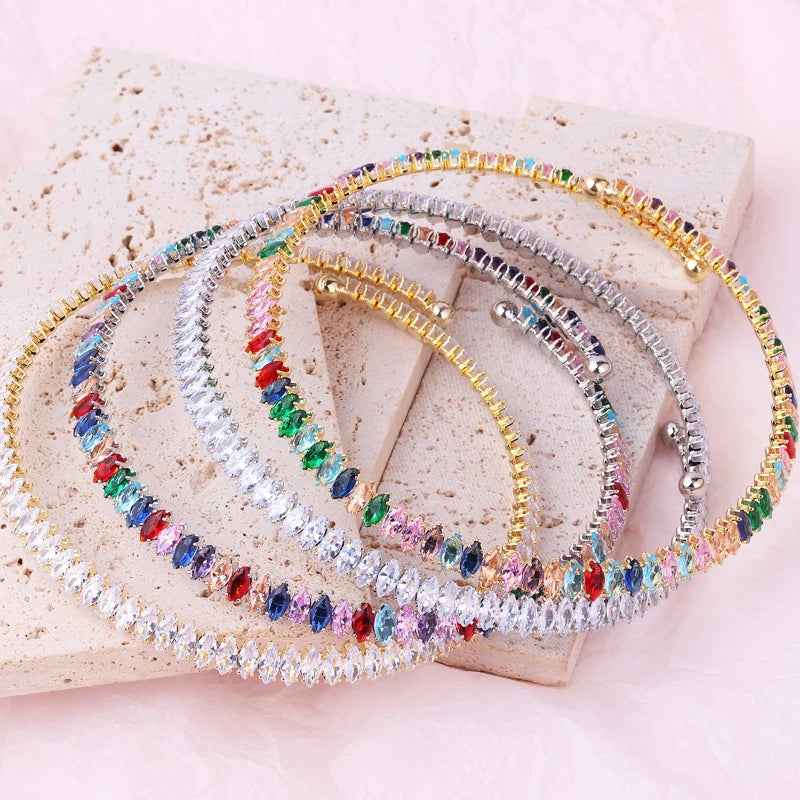 Collier Tennis Multicolore Femme – Zircon Brillant