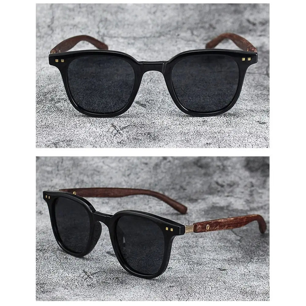 Lunettes de Soleil Unisex Effet Bois – Style Rétro UV400