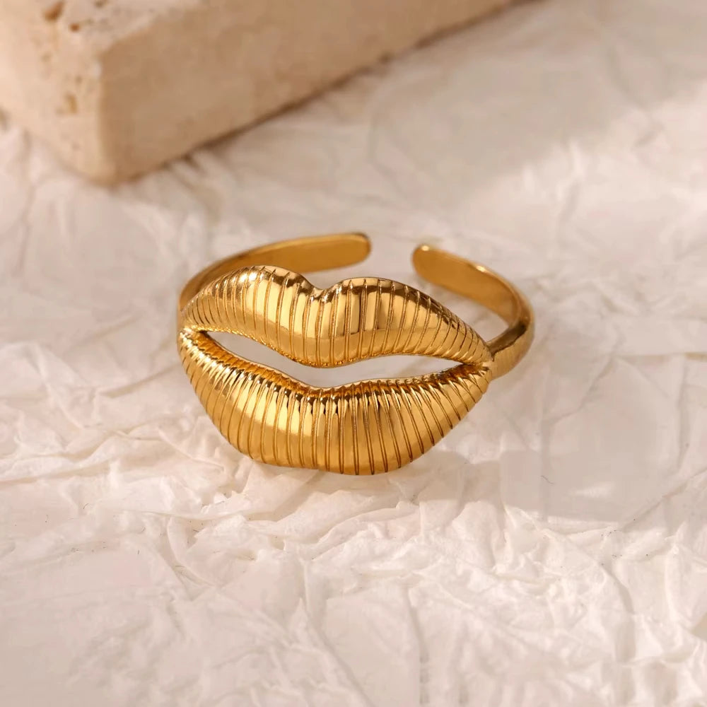 Bague œil Protecteur – Acier Inoxydable Doré, Ajustable, Design Géométrique avec Zircone