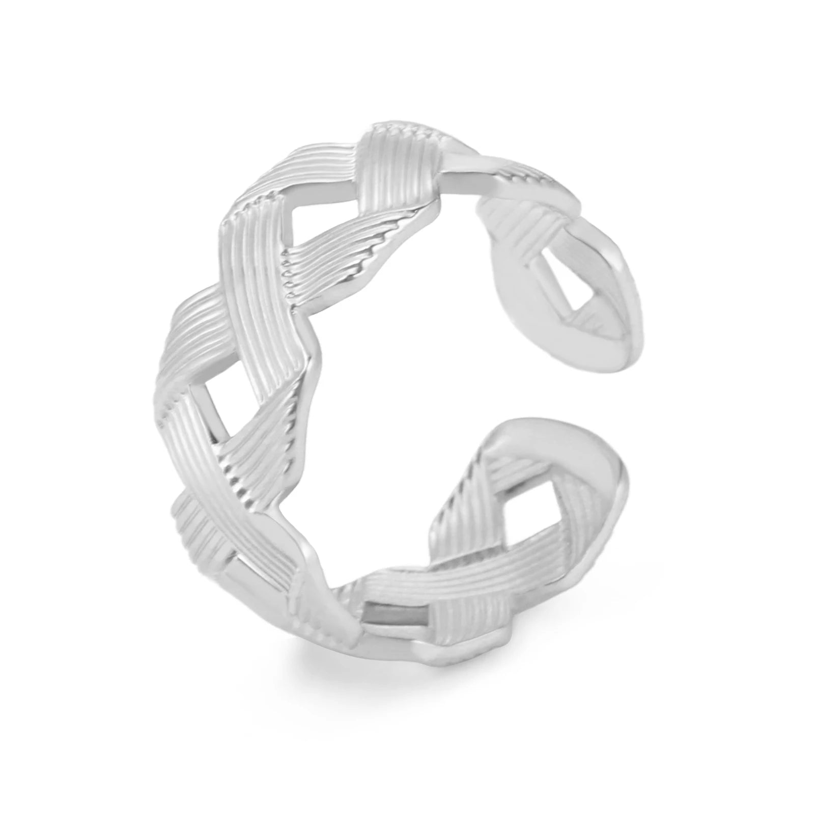 Bague Ajustable Fantaisie, Acier Inoxydable Argenté, Motifs Originaux pour Femmes Adultes