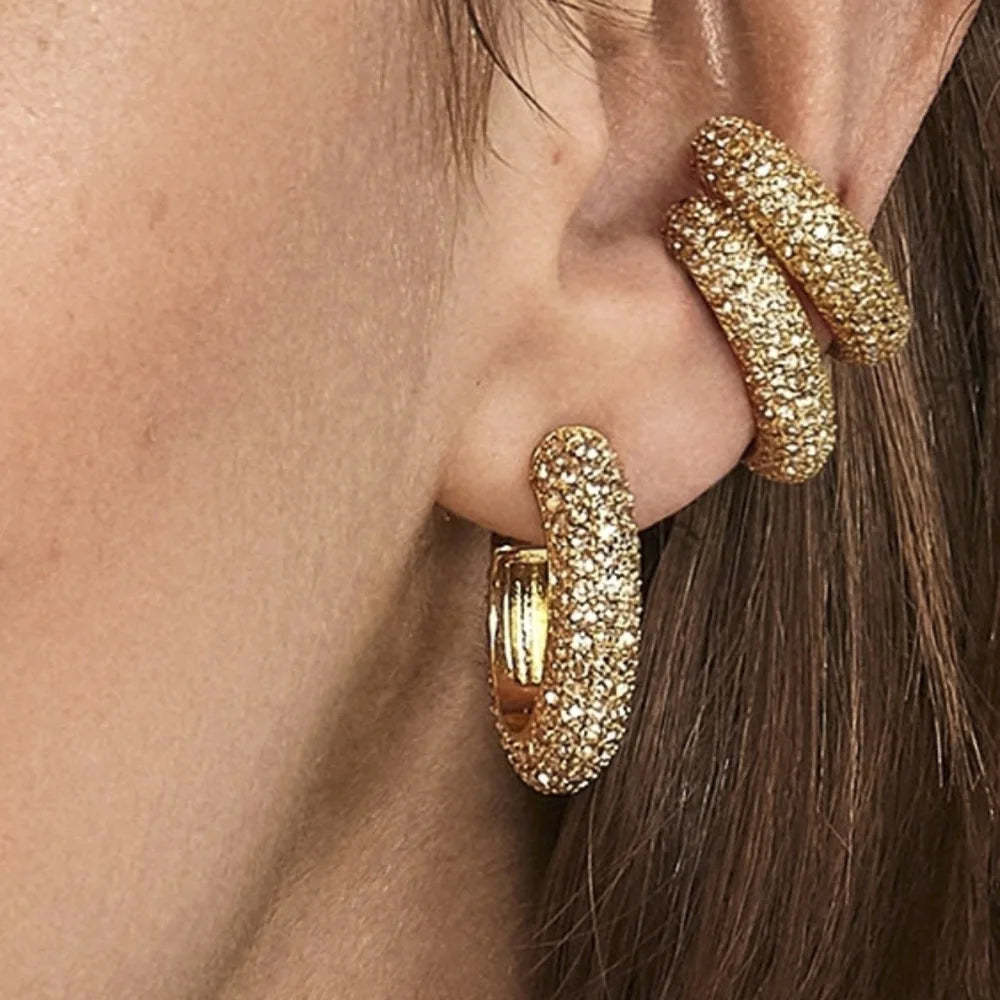 Clip d’Oreille Sans Perçage en Forme de C, Cristaux Zircon, Style Empilable