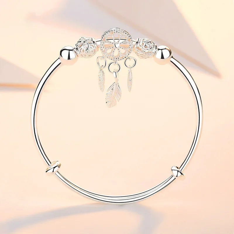 Bracelet Capteur de Rêves Argent 925–Perles,pampille Bohème