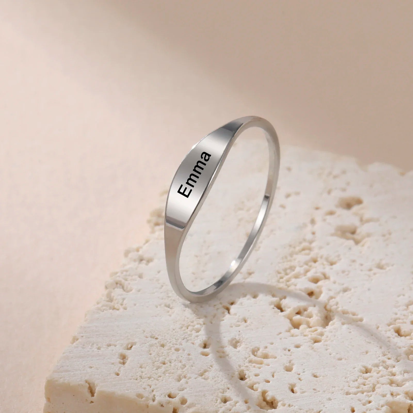 Bague Personnalisée gravure prénom doré avec Prénom ou Date