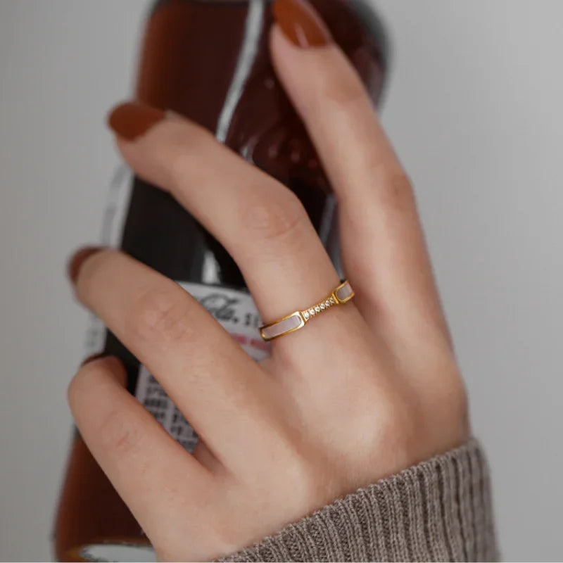 Bague Dorée Femme zircon–Acier Inoxydable, Élégance Discrète