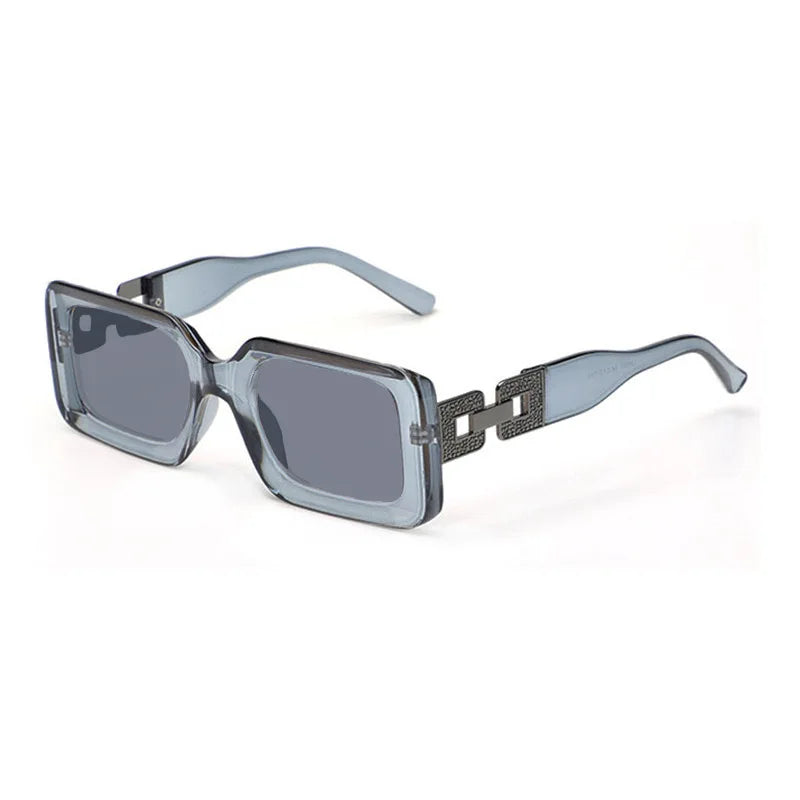 Lunettes de Soleil Carrées Noires – Style Luxe avec Branches Dorées