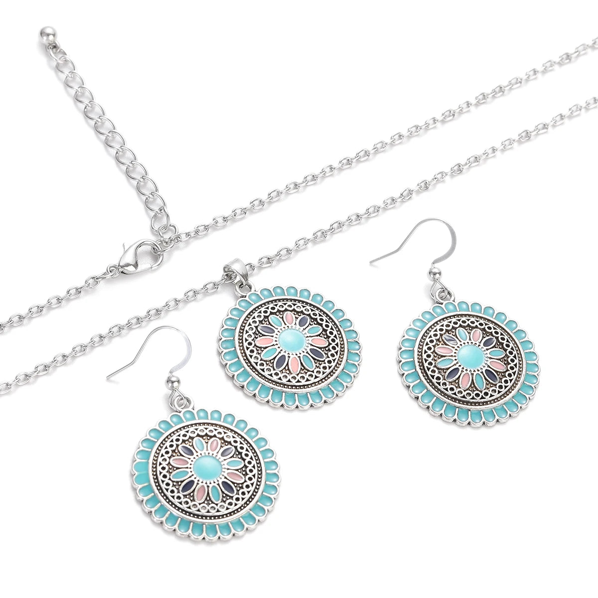 Parure Bohème Fleurie – Collier et boucles d’oreilles vintage