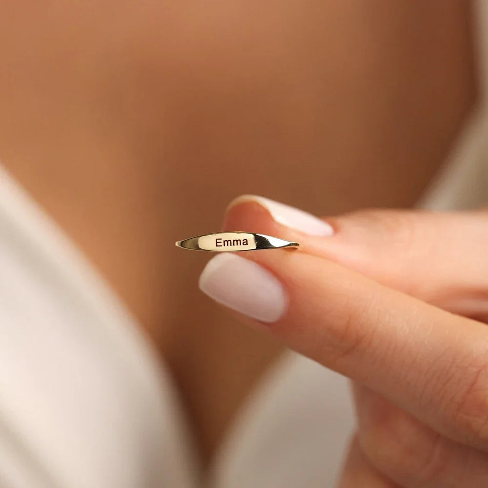 Bague Personnalisée gravure prénom doré avec Prénom ou Date