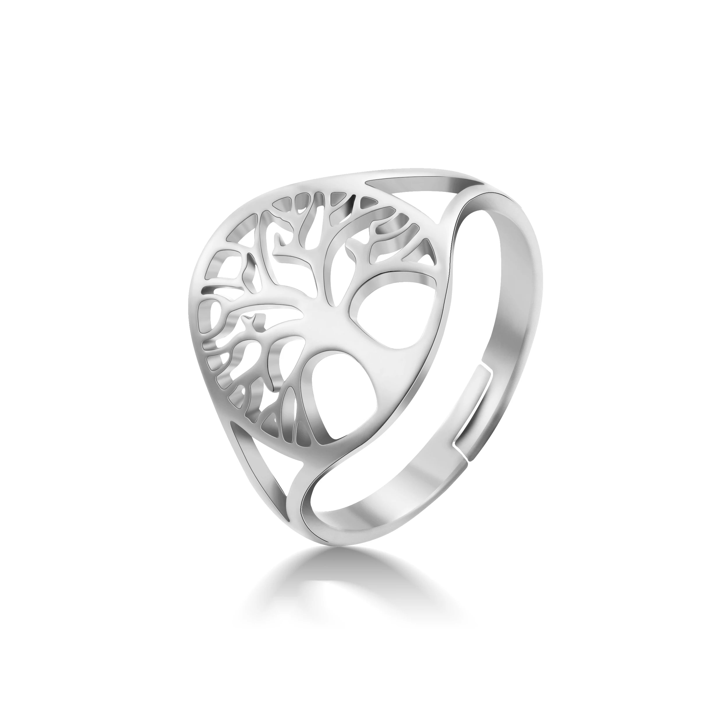 Bague Ajustable Fantaisie, Acier Inoxydable Argenté, Motifs Originaux pour Femmes Adultes