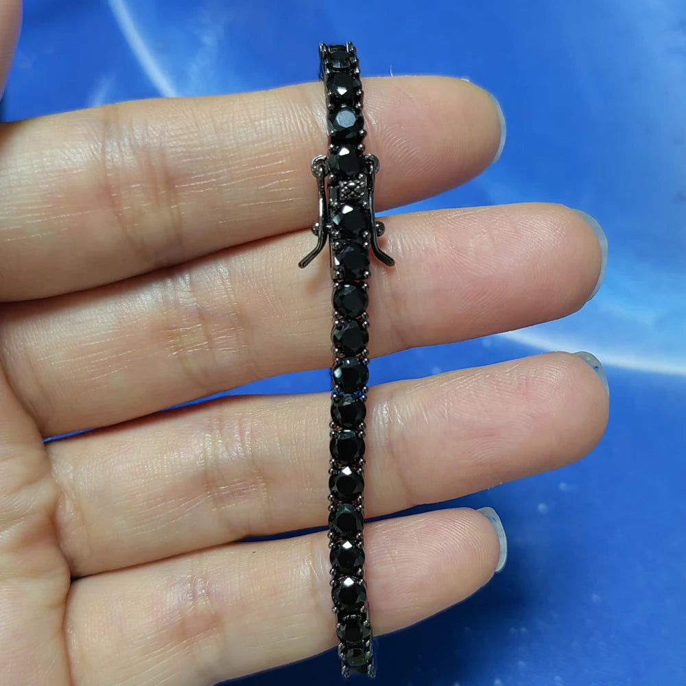 Bracelet Tennis Zirconia Noir– Élégance Urbaine Unisexe
