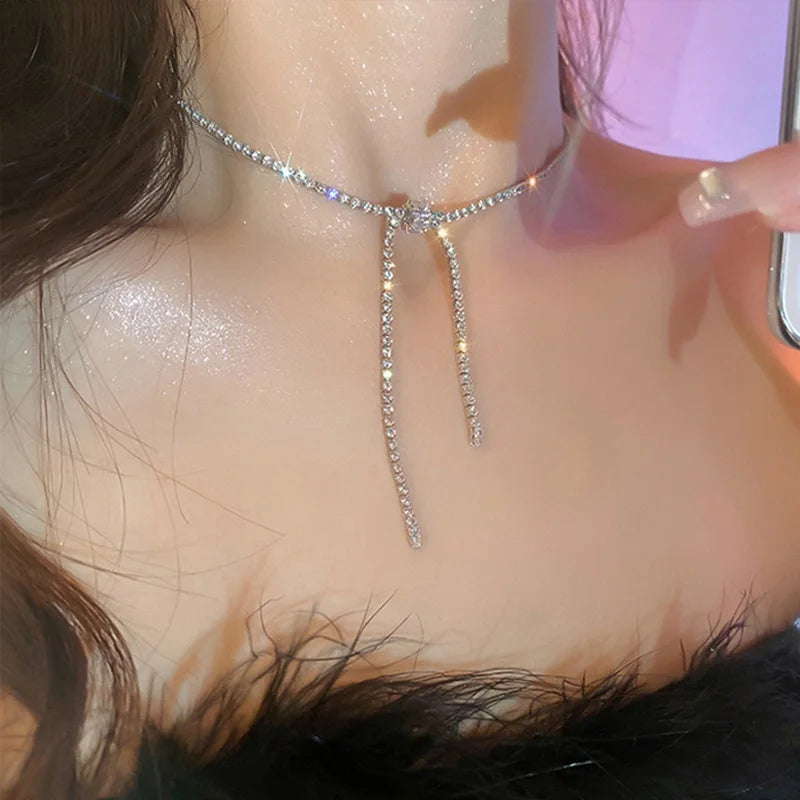 Collier Ras de Cou Zircon Femme Carré Luxe
