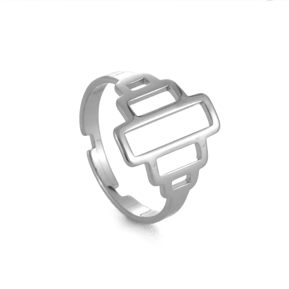 Bague Ajustable Fantaisie, Acier Inoxydable Argenté, Motifs Originaux pour Femmes Adultes