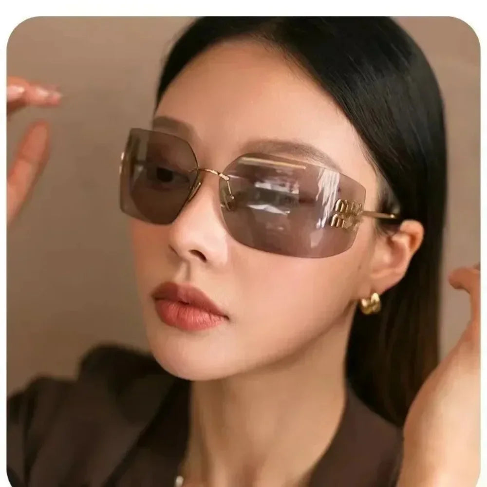 Lunettes Sans Bord UV400 premium Courbées – Élégance UV400