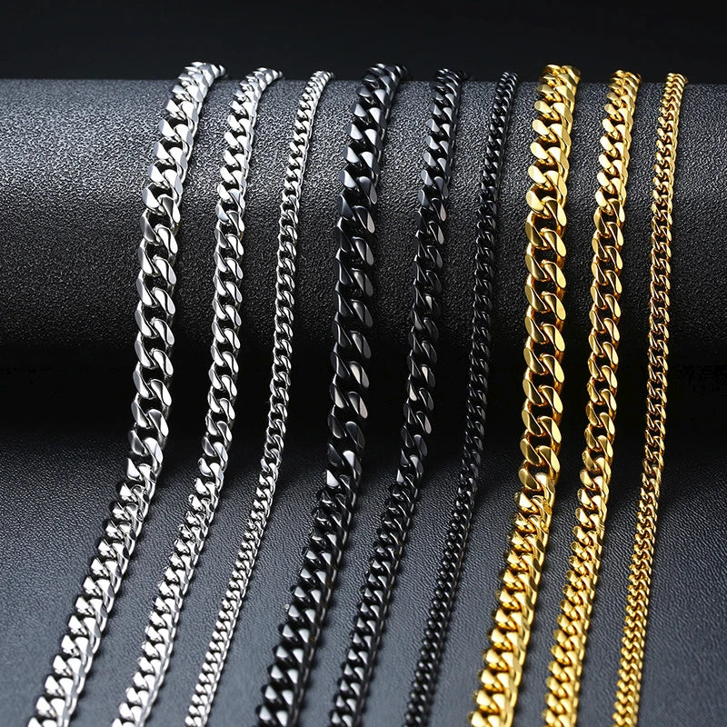 Cadena clásica de acero inoxidable para hombre - Oro y plata