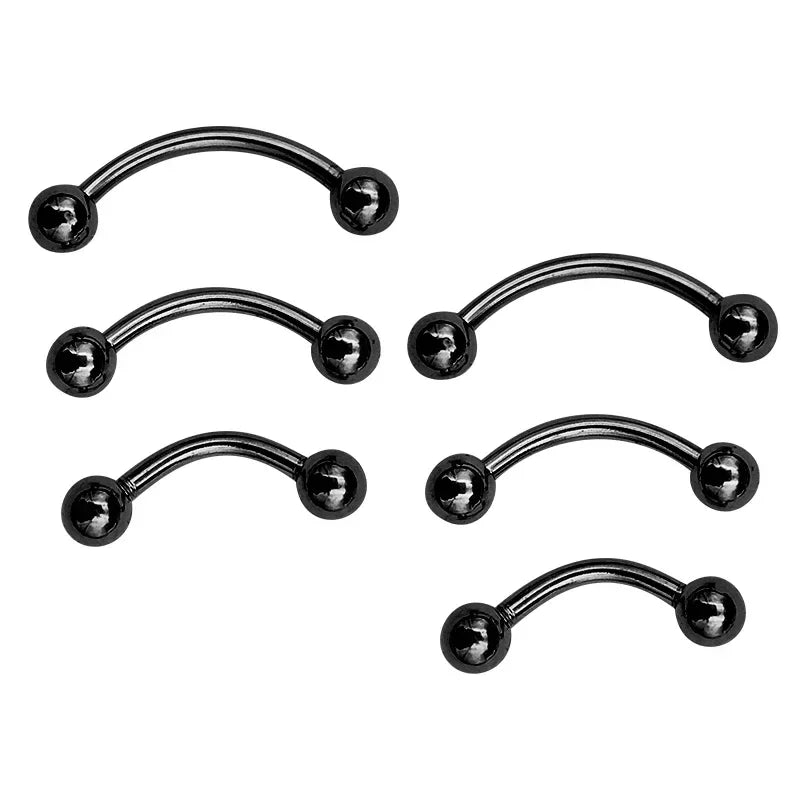 Lot de 6 Piercings Courbés – Acier Inoxydable – Style Banana Barbell