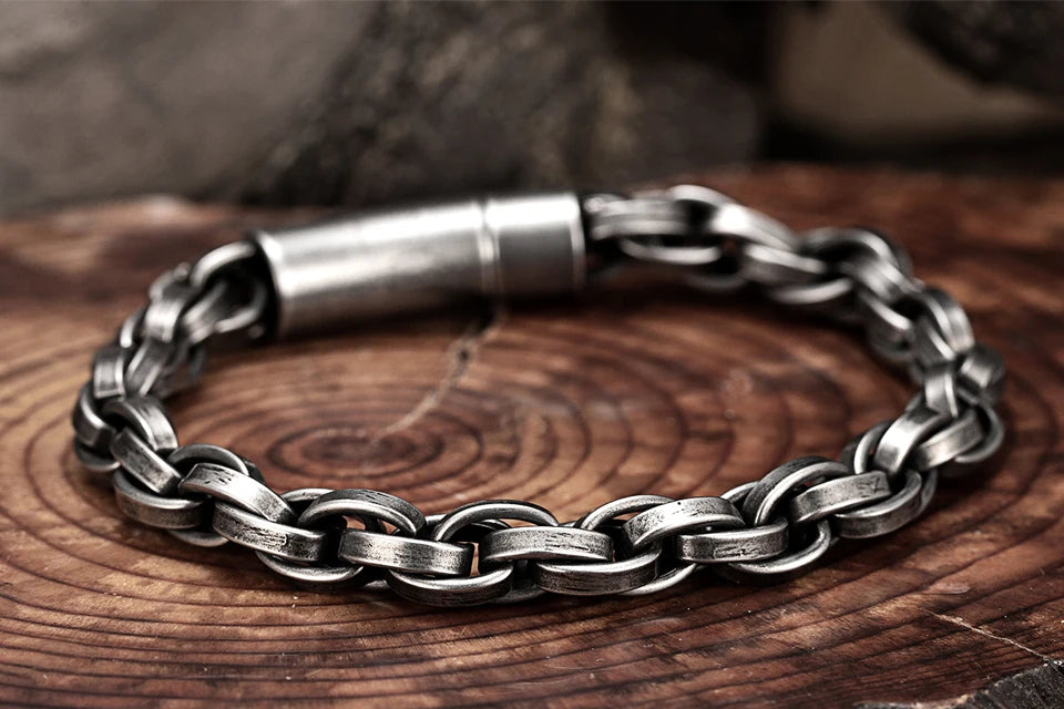 Pulsera trenzada para hombre - Acero inoxidable, diseño moderno y estilo moderno.