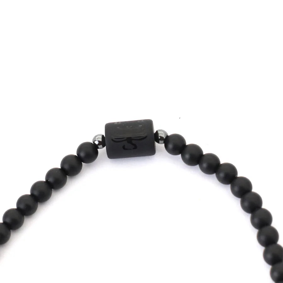Collar de ónix negro para hombre con 12 constelaciones y cierre de acero