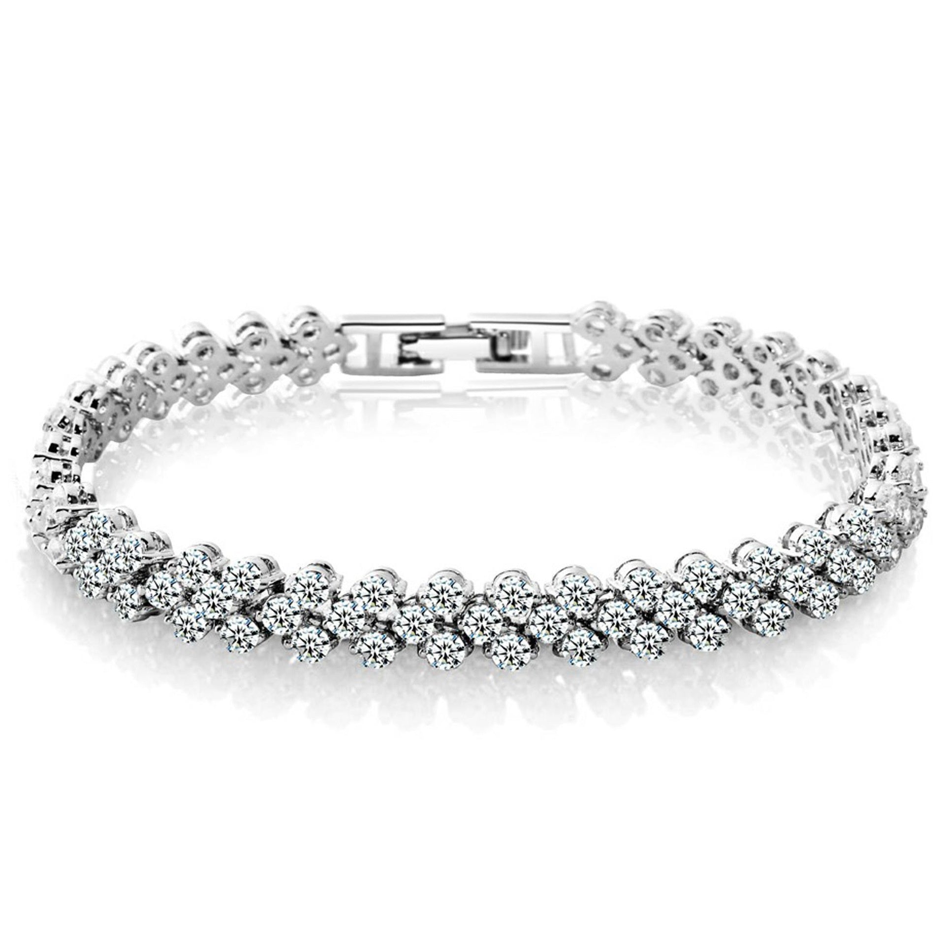 Luxury gold bracelet with rhinestones – Bohemian style intertwined leaves