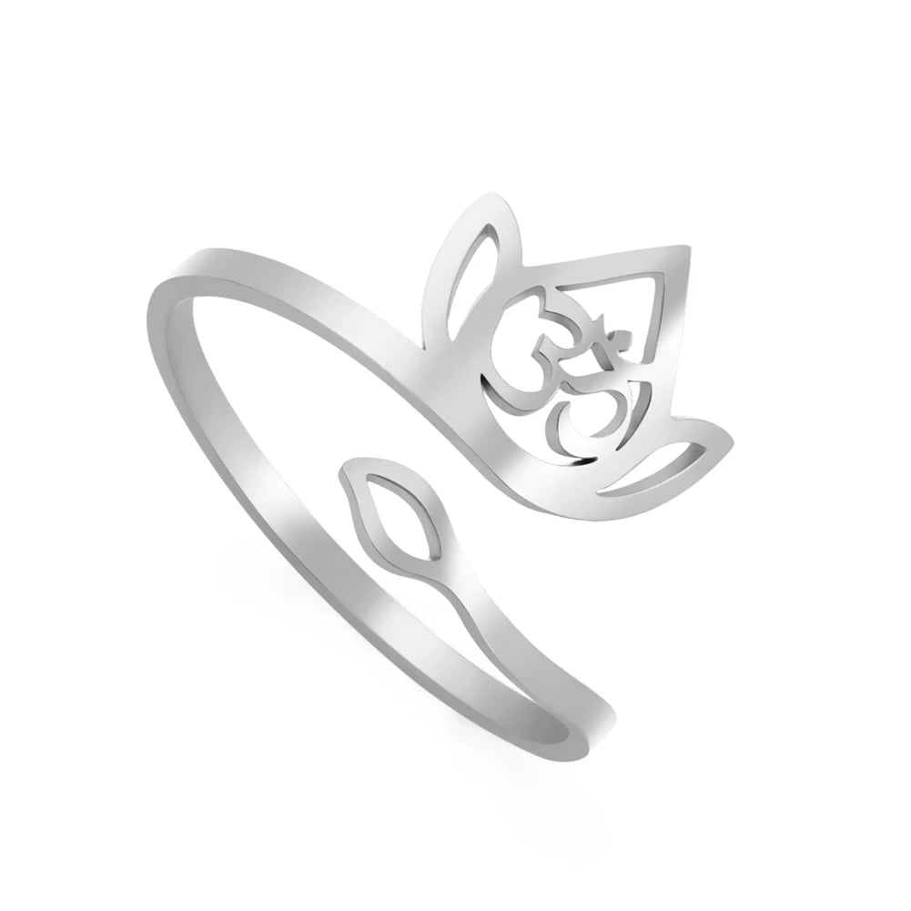 Bague Ajustable Fantaisie, Acier Inoxydable Argenté, Motifs Originaux pour Femmes Adultes