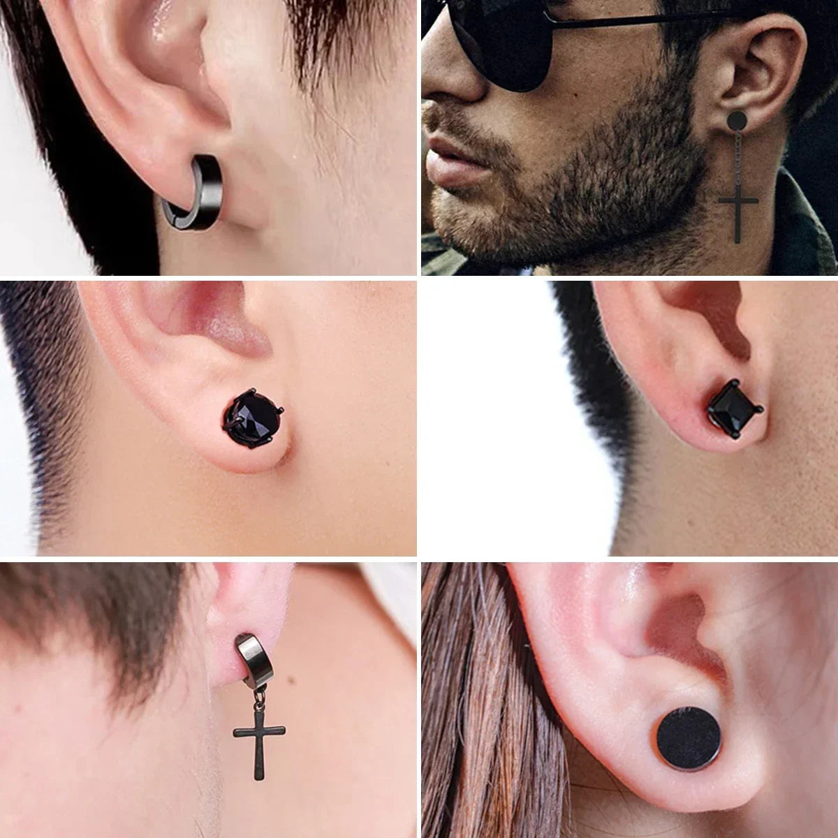 Pendientes magnéticos unisex de clip sin perforación en acero inoxidable