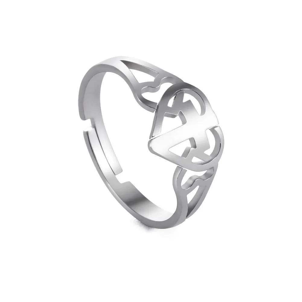 Bague Ajustable Fantaisie, Acier Inoxydable Argenté, Motifs Originaux pour Femmes Adultes