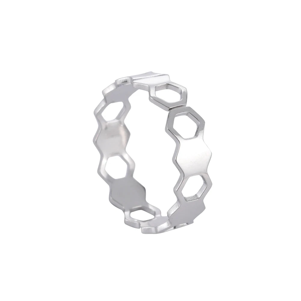 Bague Ajustable Fantaisie, Acier Inoxydable Argenté, Motifs Originaux pour Femmes Adultes