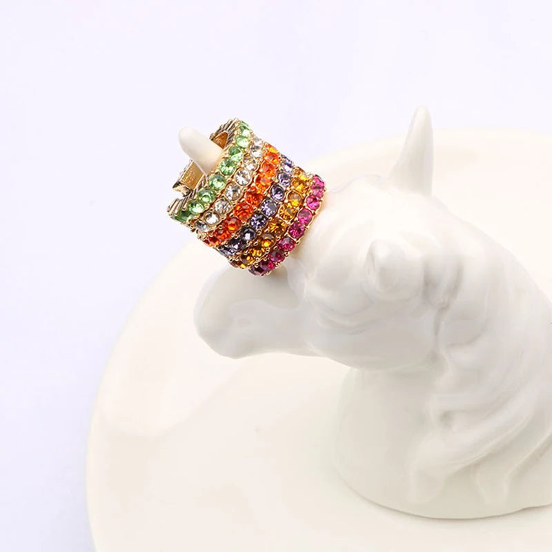 Pack of 6 colorful ear cuffs - No piercing ear clips with rhinestones, trendy and chic style