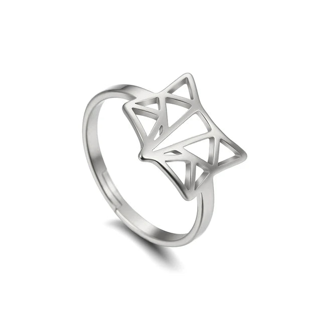 Bague Ajustable Fantaisie, Acier Inoxydable Argenté, Motifs Originaux pour Femmes Adultes