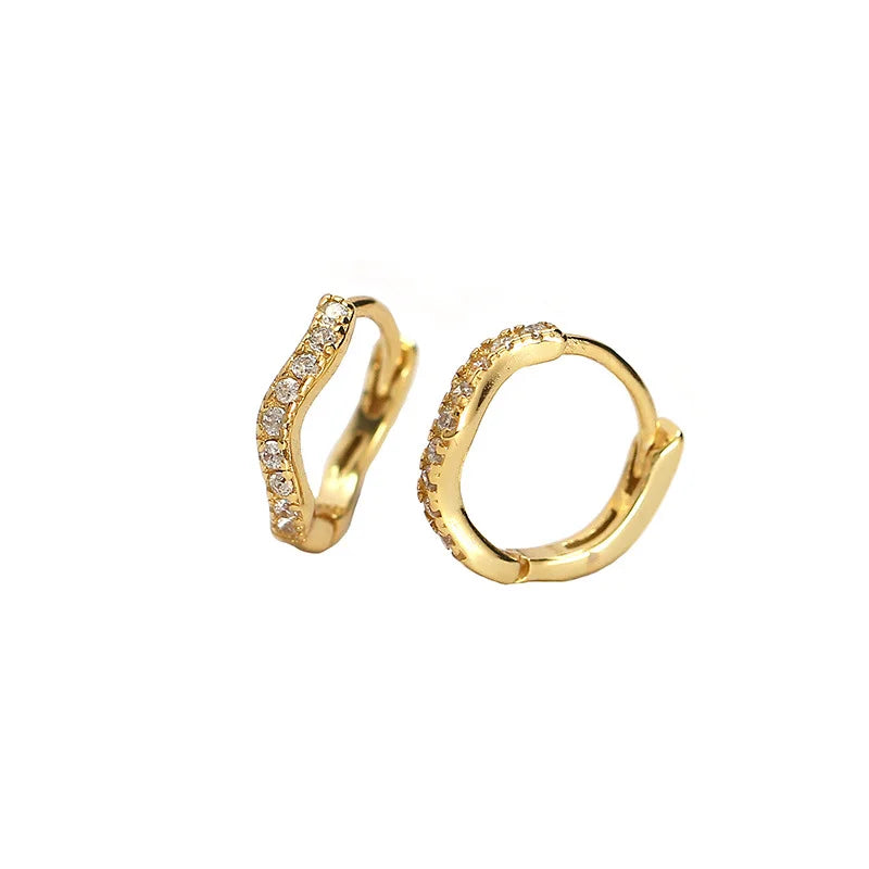 WANTME 925 Silver Hoop Earrings – Gold and Silver Wavy Design – Bohemian Chic Style