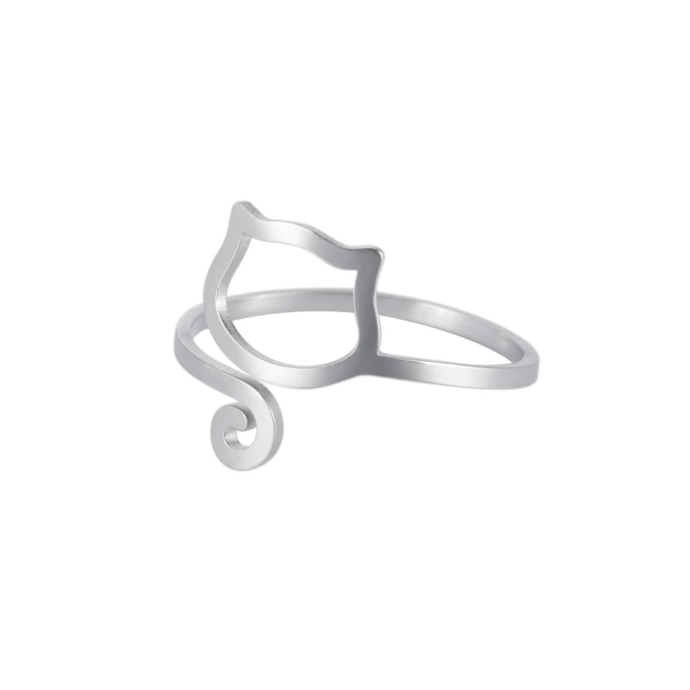 Bague Ajustable Fantaisie, Acier Inoxydable Argenté, Motifs Originaux pour Femmes Adultes