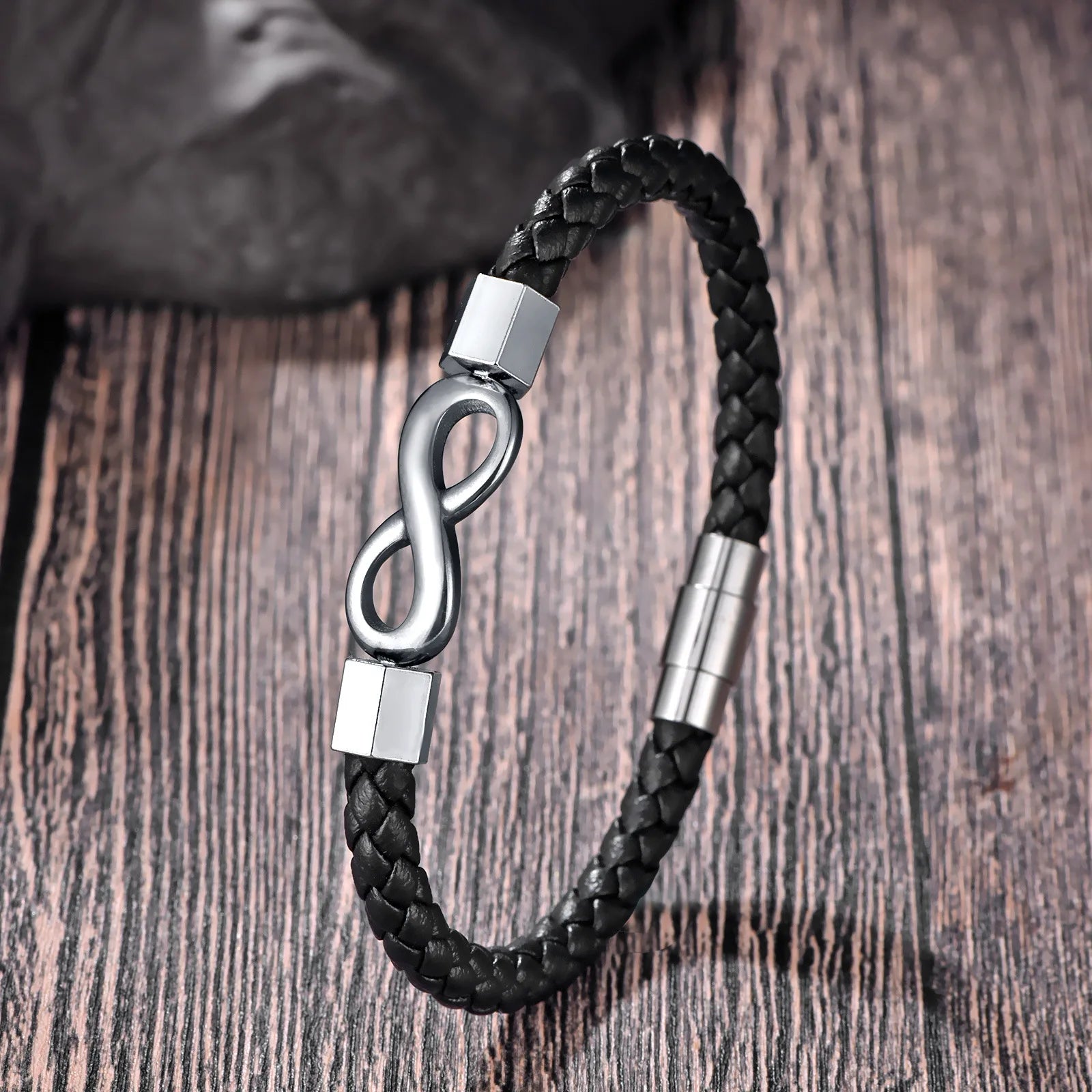 Bracelet Homme Acier et Cuir – Élégance Infinie pour Cadeau ou Style Business