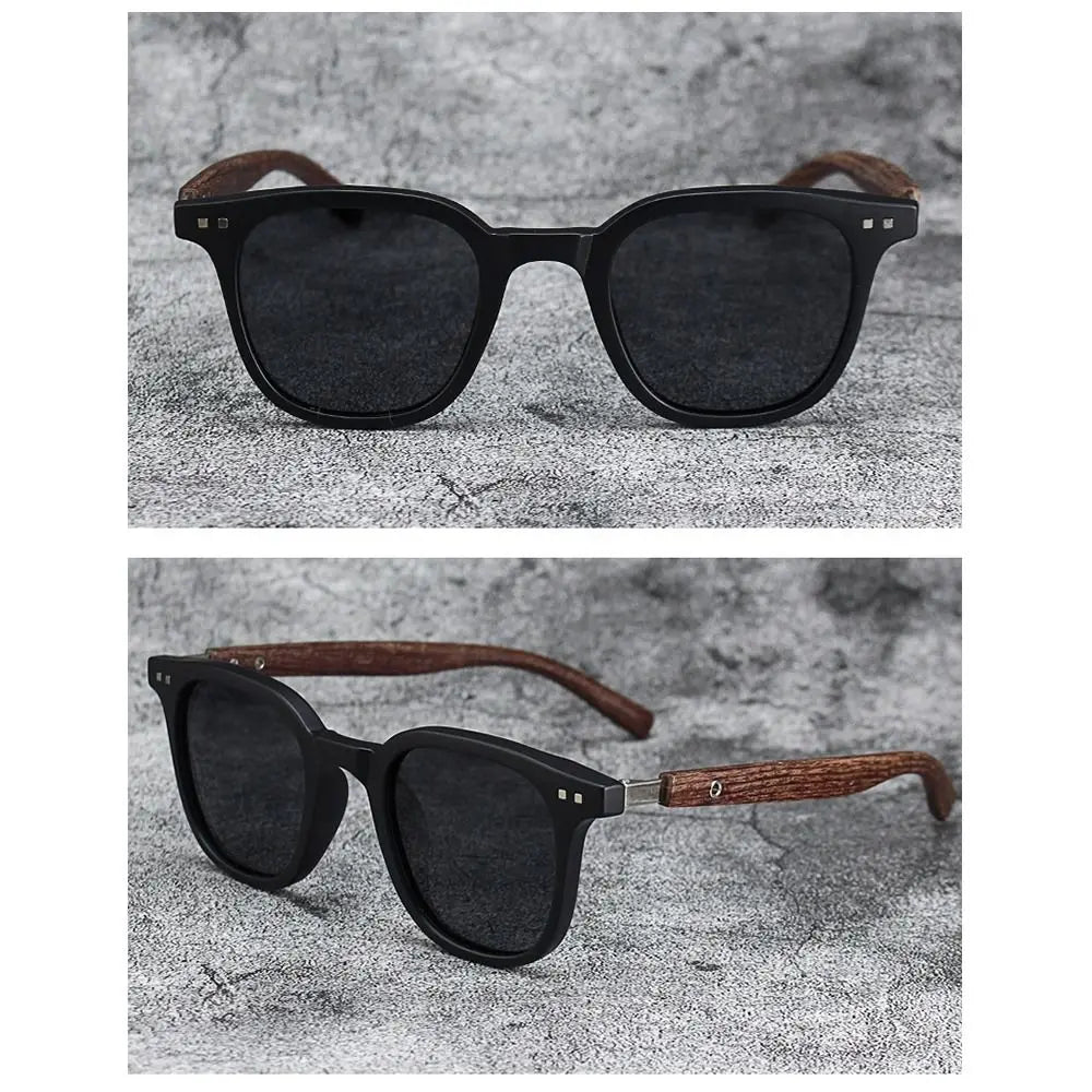 Lunettes de Soleil Unisex Effet Bois – Style Rétro UV400