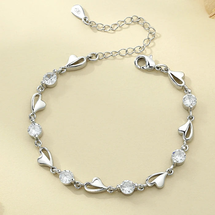 Bracelet Femme Argenté 925 – Double Chaîne Brillante Ajustable Style Coréen