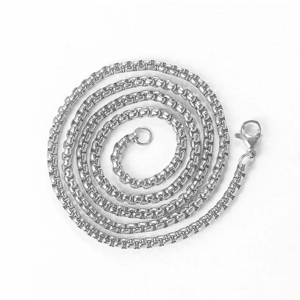 Cadena cuadrada de acero inoxidable estilo urbano unisex dorada y plateada