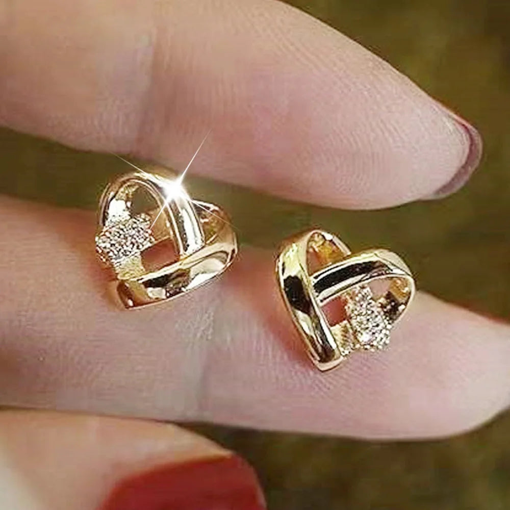14K Gold Heart Earrings, Micro Chic Elegance