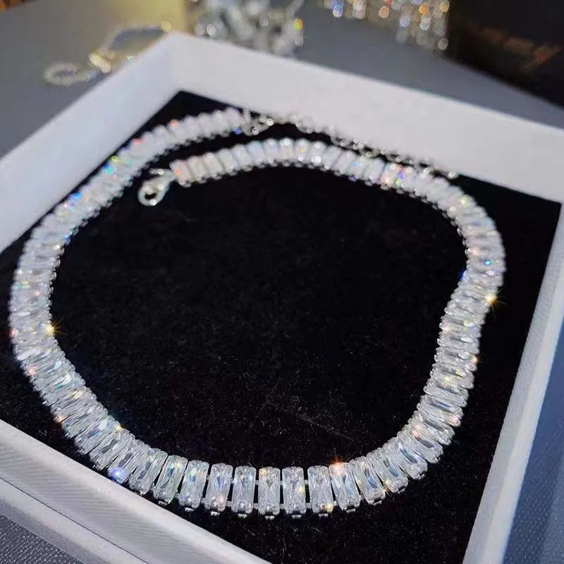 Collier Ras de Cou Zircon Femme Carré Luxe