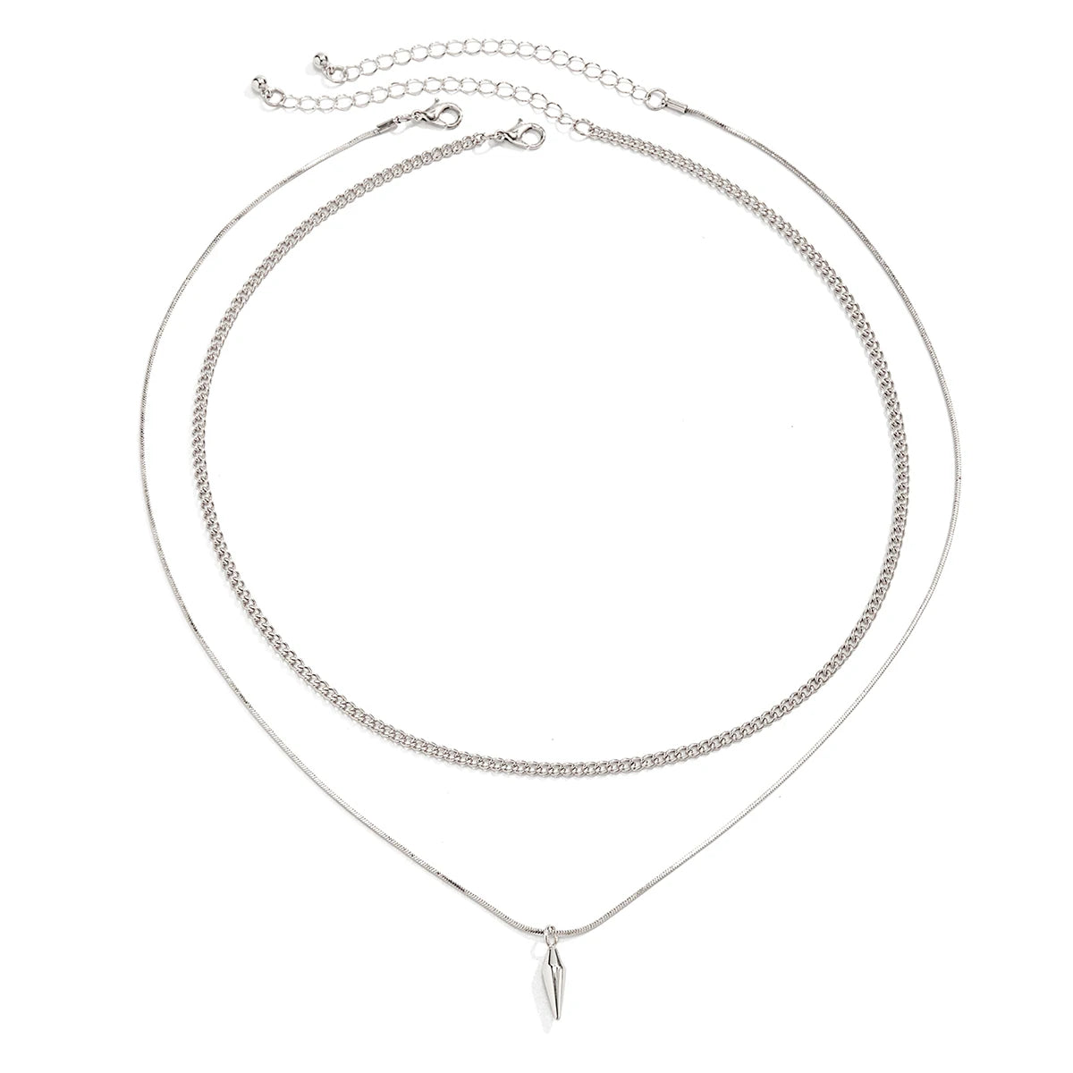 Set 2 Colliers Homme – Style Punk avec Pendentif Rivet en Acier Inoxydable