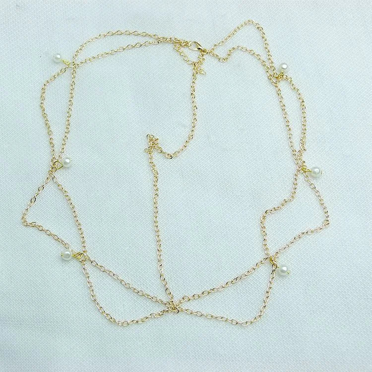Cadena para la cabeza bohemia con cuentas doradas: joya para el cabello para mujer, para bodas, fiestas o festivales.