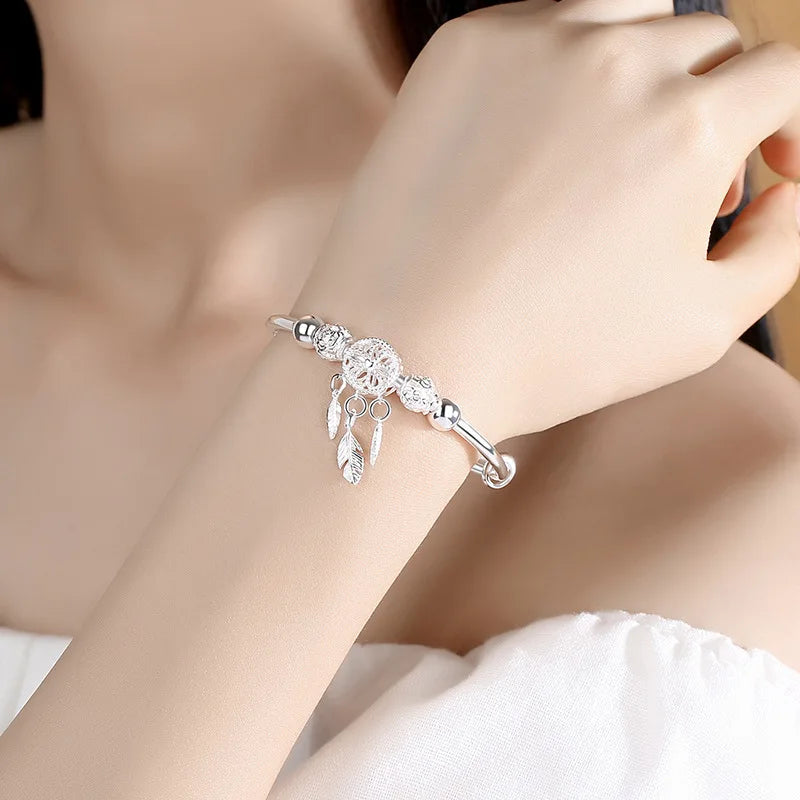 Bracelet Capteur de Rêves Argent 925–Perles,pampille Bohème