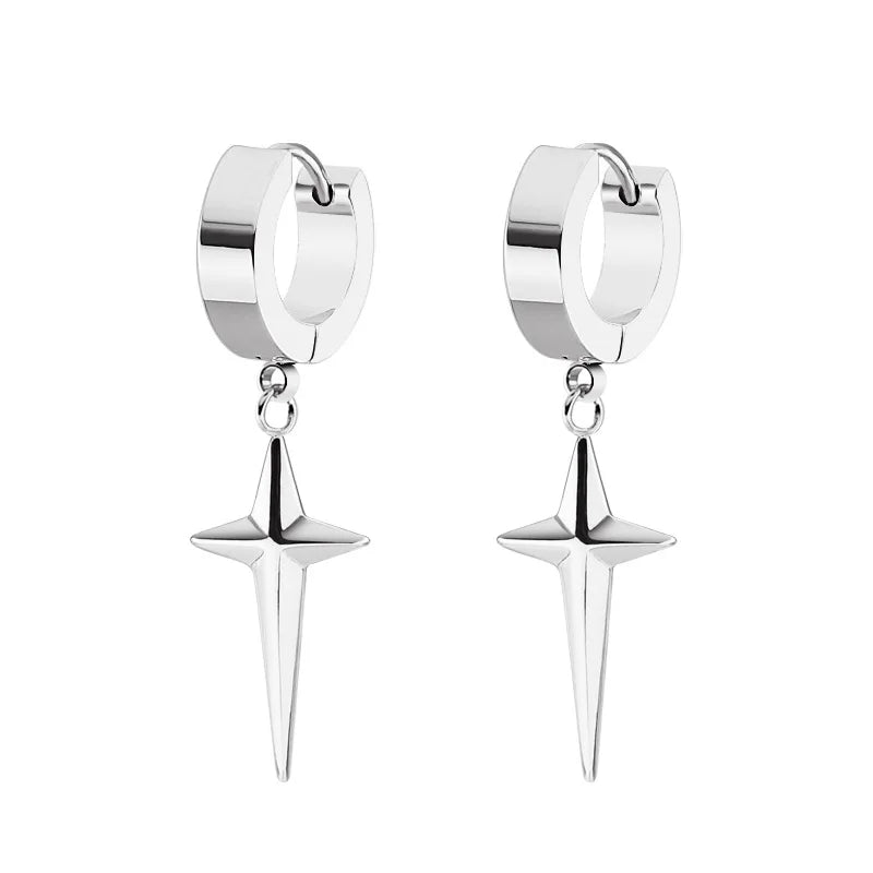 Boucles d’oreilles croix homme – Lot de 2 à 24 pièces en acier inoxydable