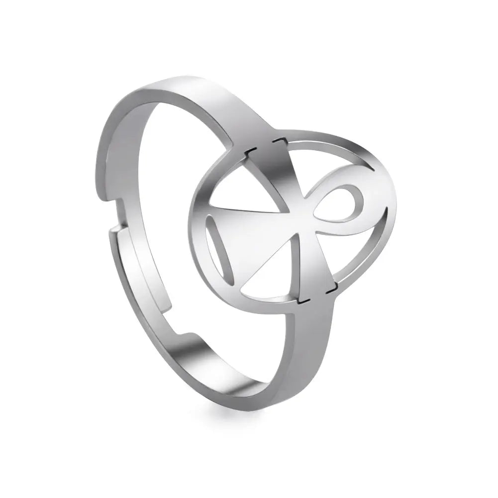 Bague Ajustable Fantaisie, Acier Inoxydable Argenté, Motifs Originaux pour Femmes Adultes
