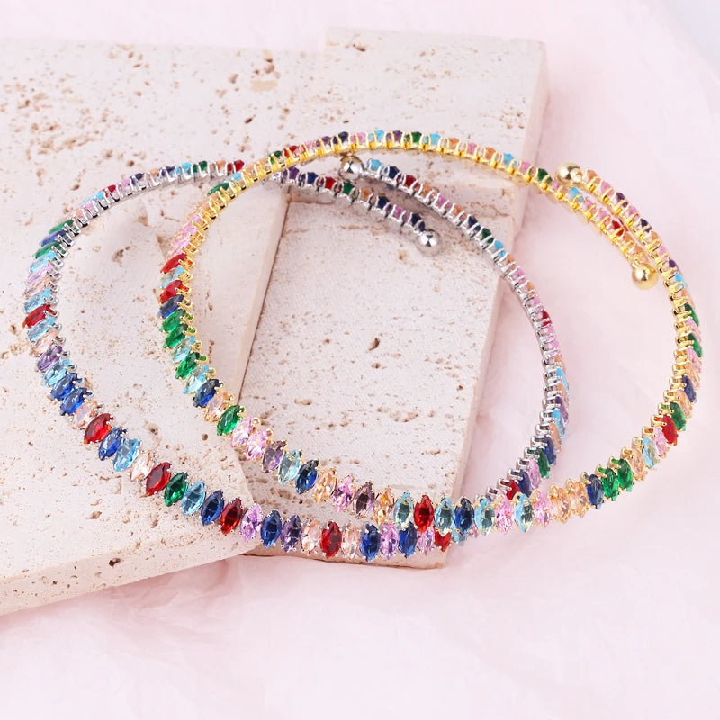 Collier Tennis Multicolore Femme – Zircon Brillant