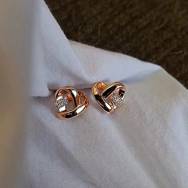 14K Gold Heart Earrings, Micro Chic Elegance