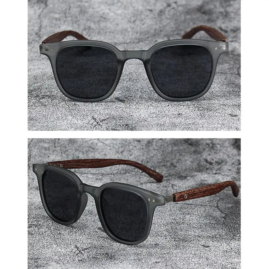 Lunettes de Soleil Unisex Effet Bois – Style Rétro UV400