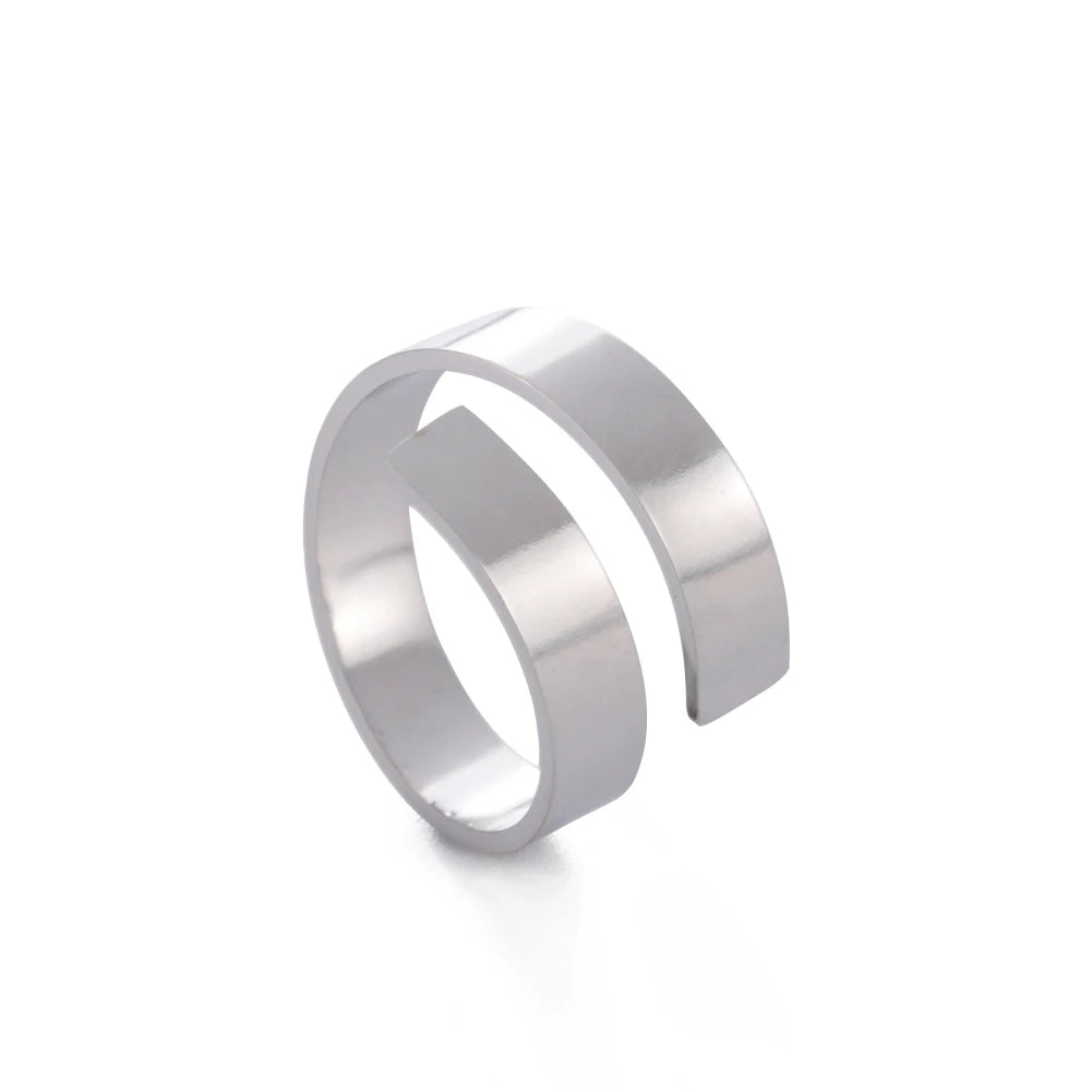 Bague Ajustable Fantaisie, Acier Inoxydable Argenté, Motifs Originaux pour Femmes Adultes