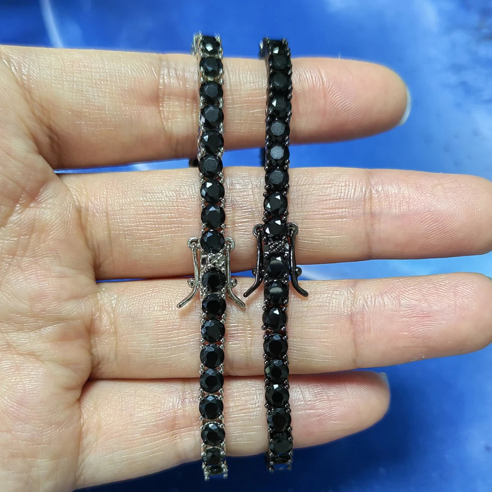 Bracelet Tennis Zirconia Noir– Élégance Urbaine Unisexe